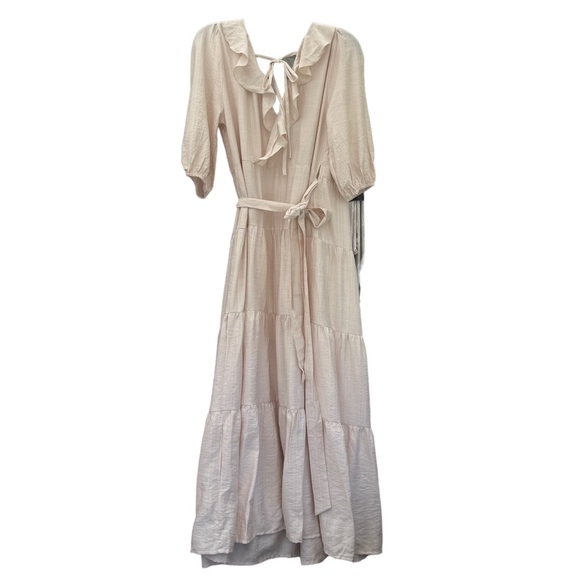 SIMPLEE SZ LARGE MAXI RUFFLED, WRAP AROUND BOHO CASCADING FLOWING DRESS. - Picture 10 of 10